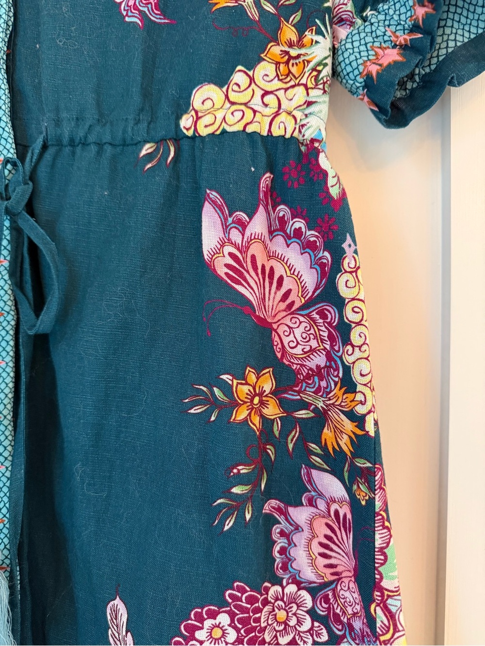 Anna Sui Teal Floral Mini Dress - Picture 4 of 5